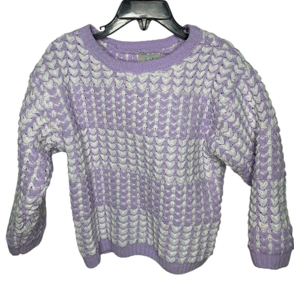 Piper and Posie Girls Lavender and White Sweater-Size 4T